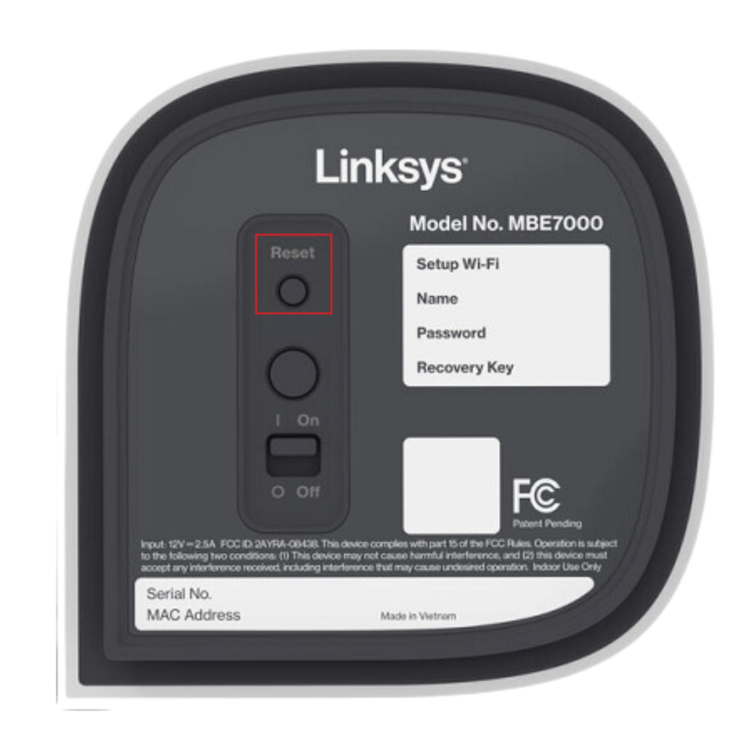 Linksys velop reset button